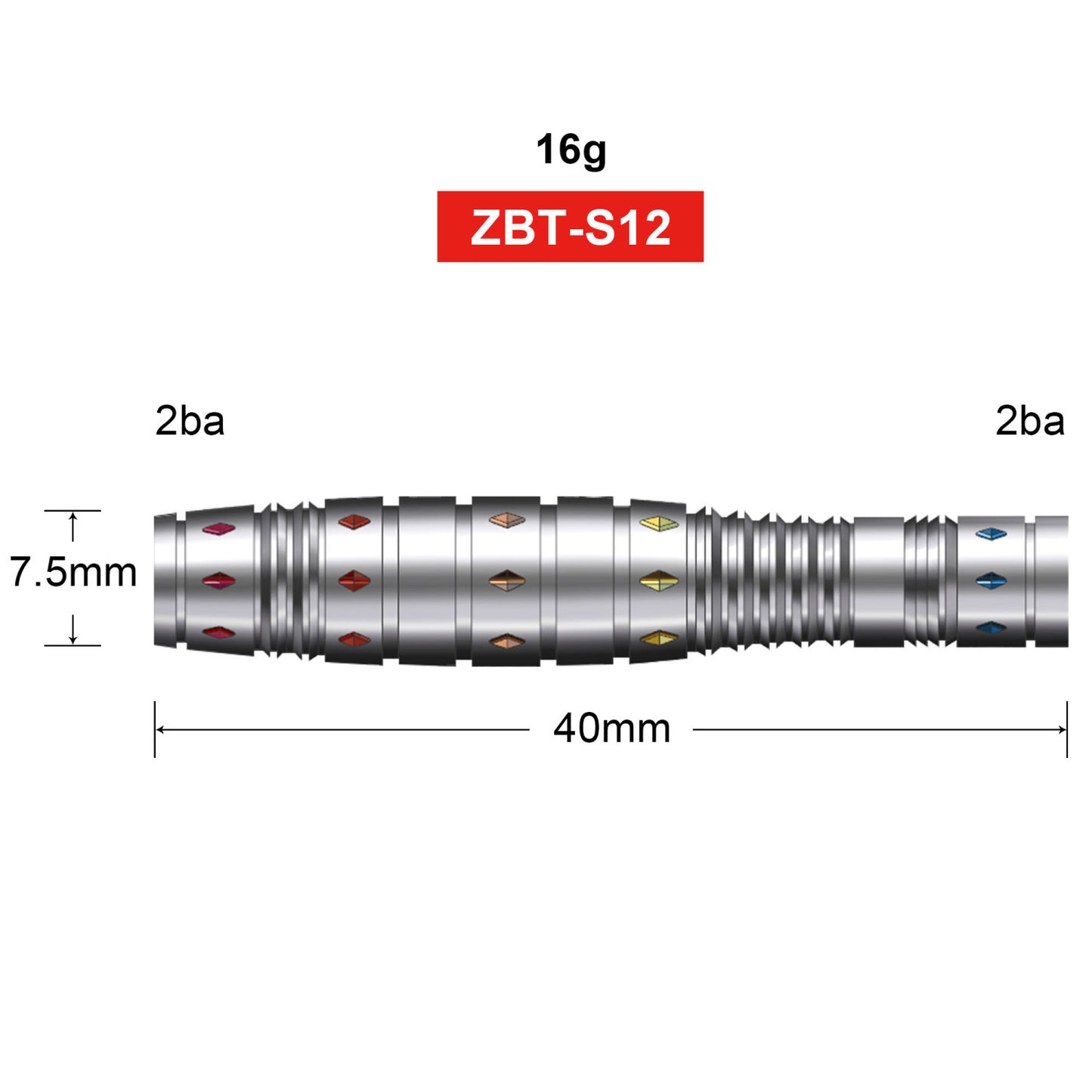 ZG12 Tungsten Soft Tip Darts Barrels 16g 3pcs 90% 2BA&2BA,No Accessories parts