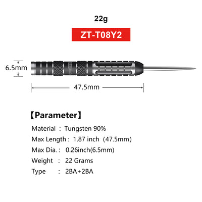 ZH08 CyeeLife 22g 90% barils de fléchettes à pointe en acier tungstène 3 pièces, ZT-T08