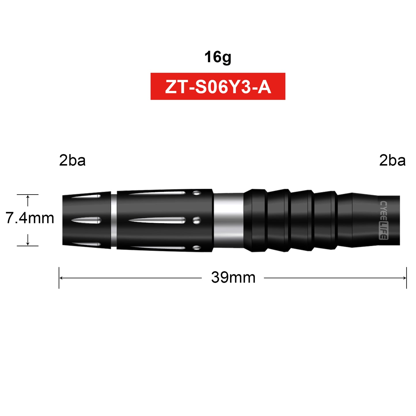 ZG06 90% Tungsten Soft Tip Darts Barrels 16 gram 2BA&2BA,No Accessories parts,3pcs of 1 packs